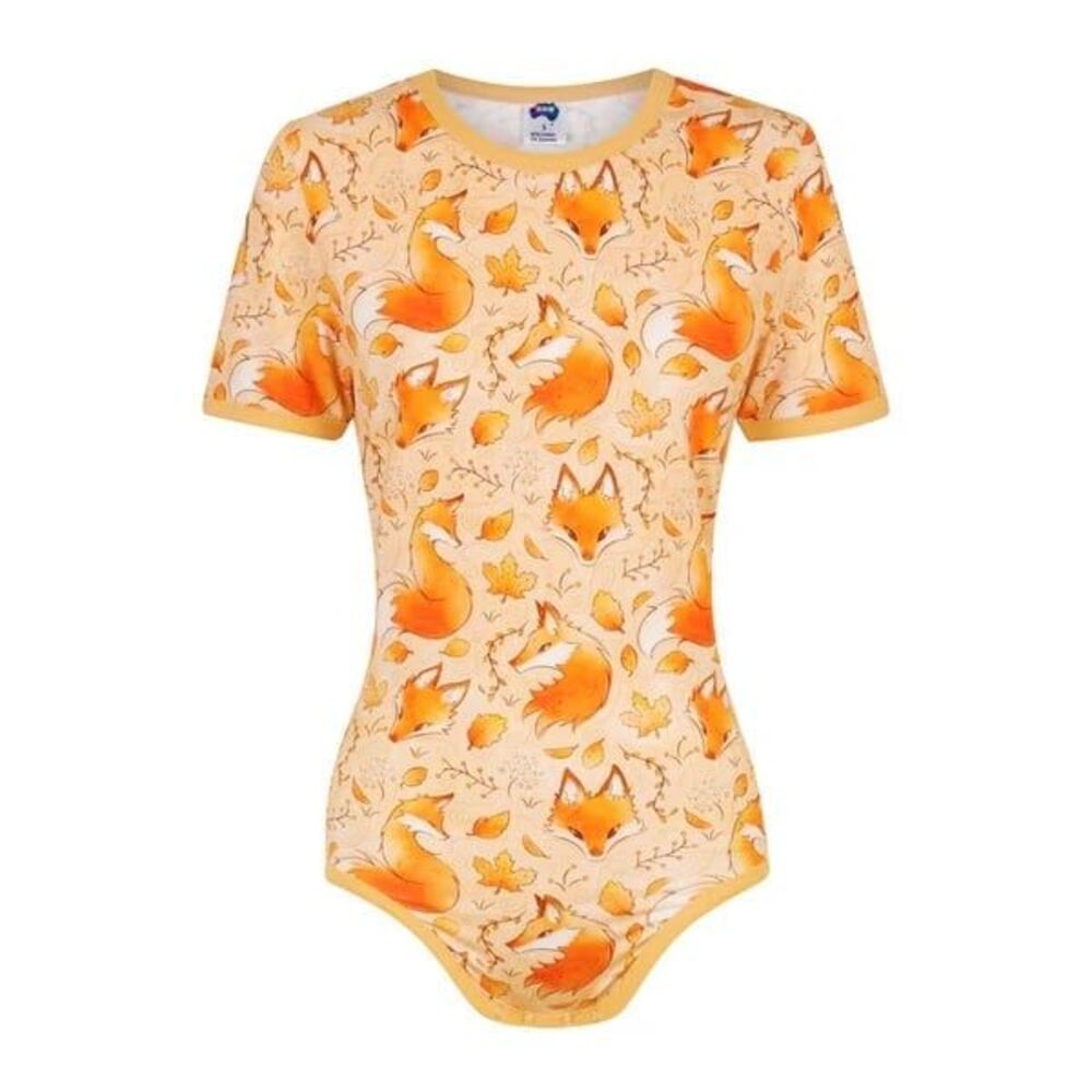 New XS ODU Autumn Fox Onesie Bodysuit, Fall fox